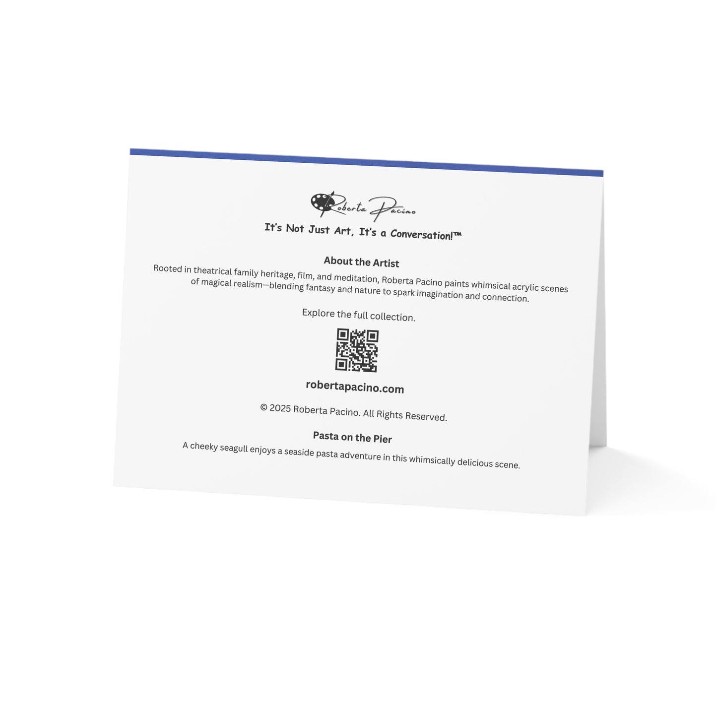 Pasta on the Pier – 7x5 Greeting Card, Single or 10-Pack, Original Art by Roberta Pacino