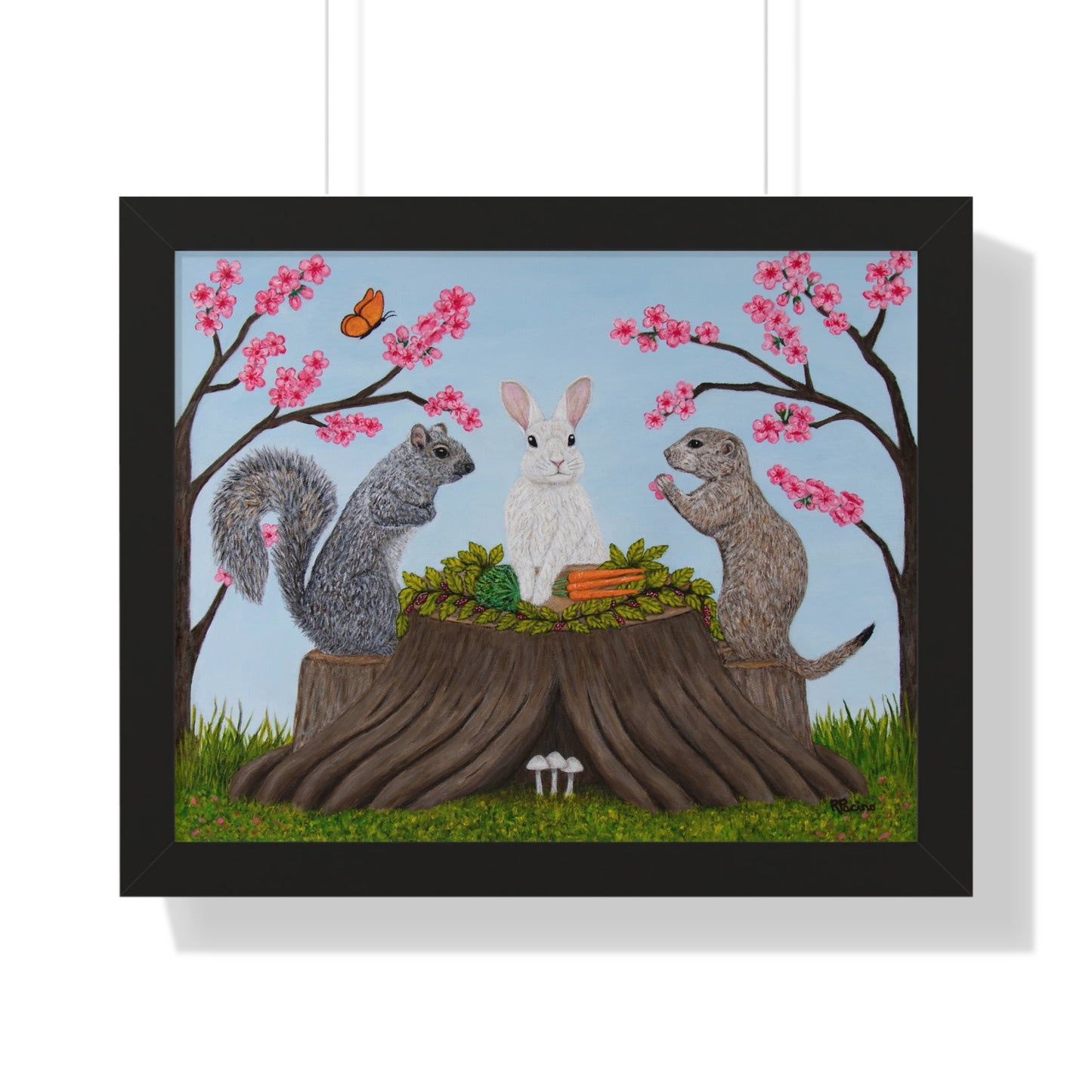 Woodland Animal Framed Print – Garden Gathering by Roberta Pacino