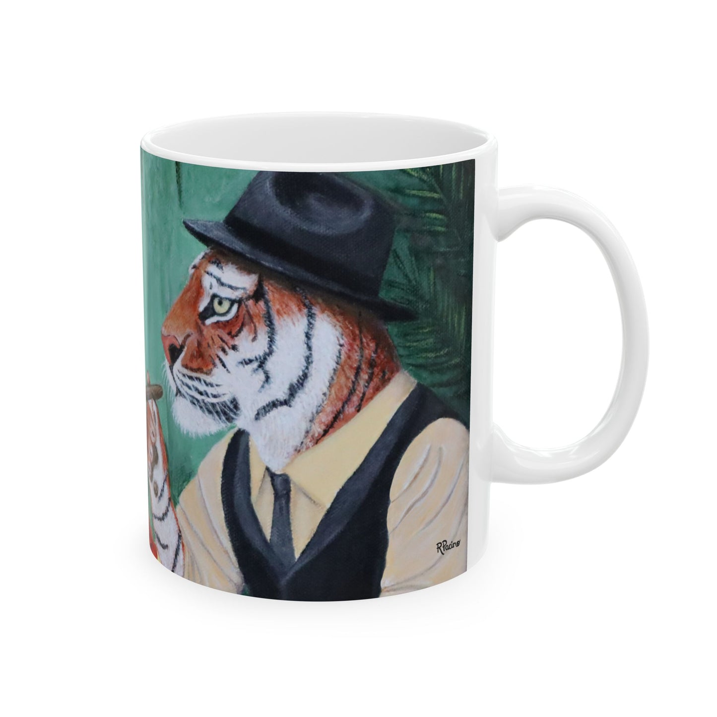 Mobster Noir Coffee Mug – 11oz Ceramic Cup, The Sit-Down by Roberta Pacino