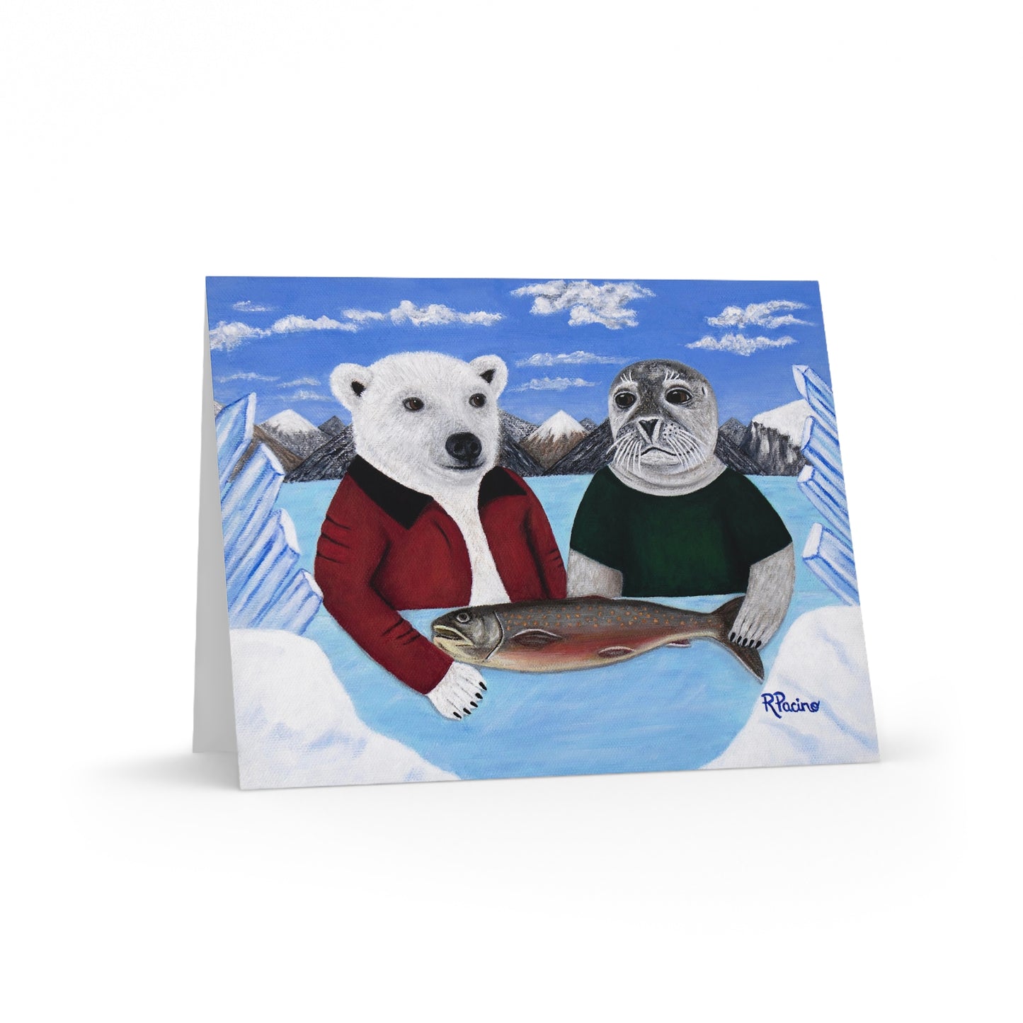 Arctic Animal Notecards – Polar Bear & Harp Seal, Arctic Appetite by Roberta Pacino