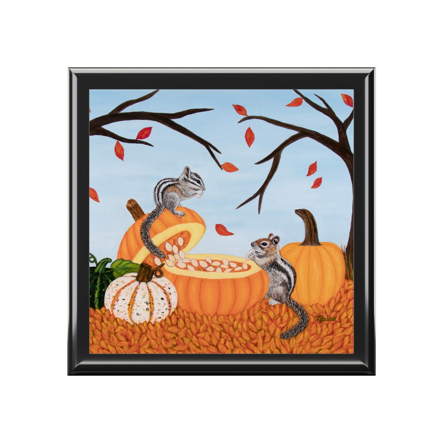 Pumpkin Patch Pals Jewelry Box – Autumn Animal Art by Roberta Pacino