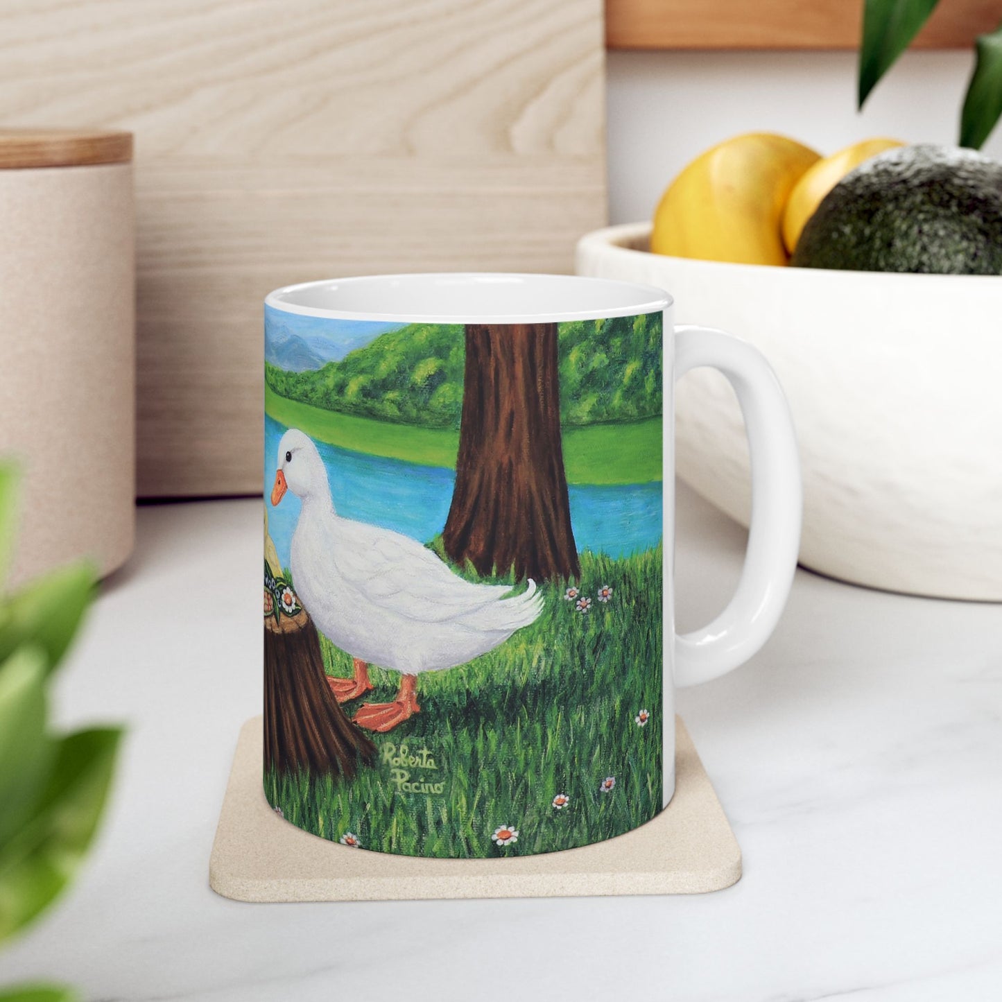 Sunlit Supper – 11 oz Ceramic Mug, Original Art by Roberta Pacino