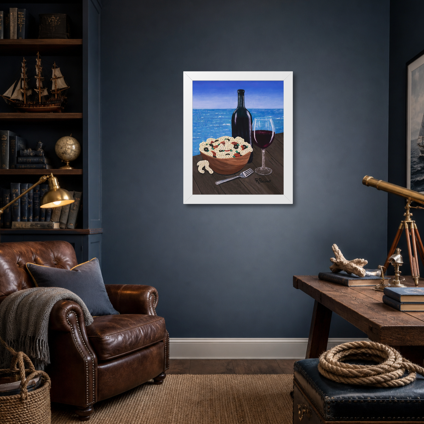 Al Fresco at the Pier – 16x20 Framed Print, Coastal Wall Art by Roberta Pacino
