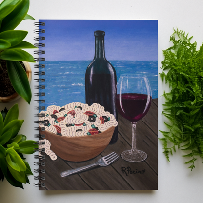 Coastal Art Spiral Notebook – Al Fresco at the Pier by Roberta Pacino