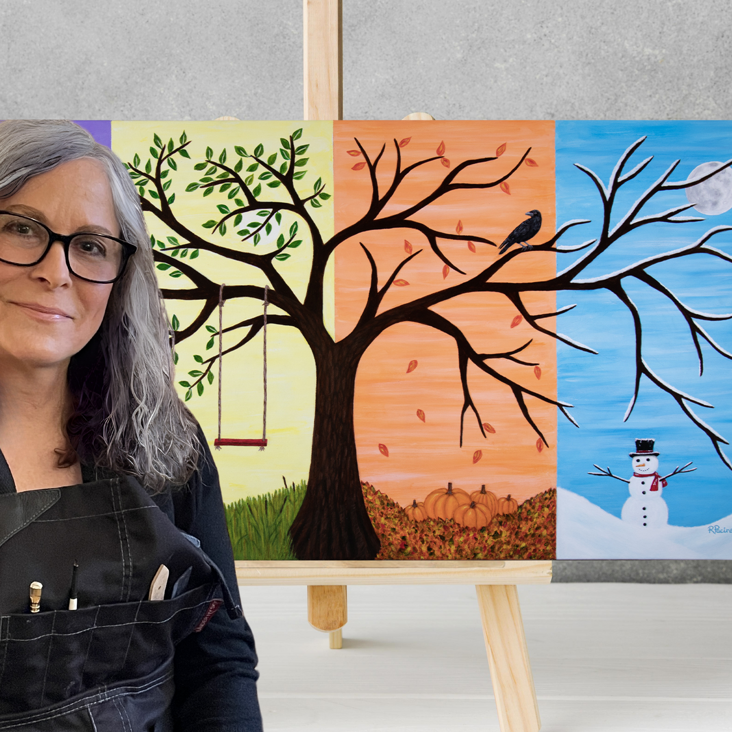 Tree of Life – Four Seasons Fantasy Landscape Art Print by Roberta Pacino