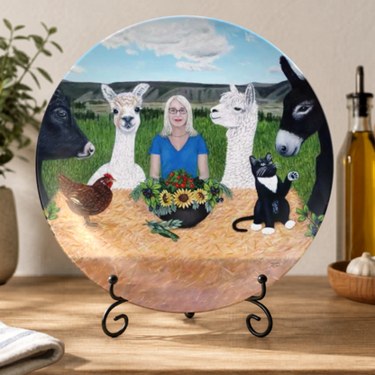 Barnyard Banquet – Dinner Plate, Original Art by Roberta Pacino