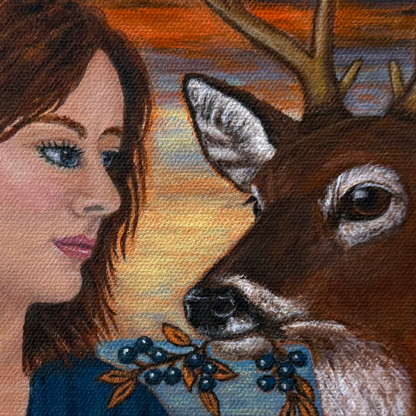 Close-up of R Pacino signature on Buck’s Return original acrylic painting