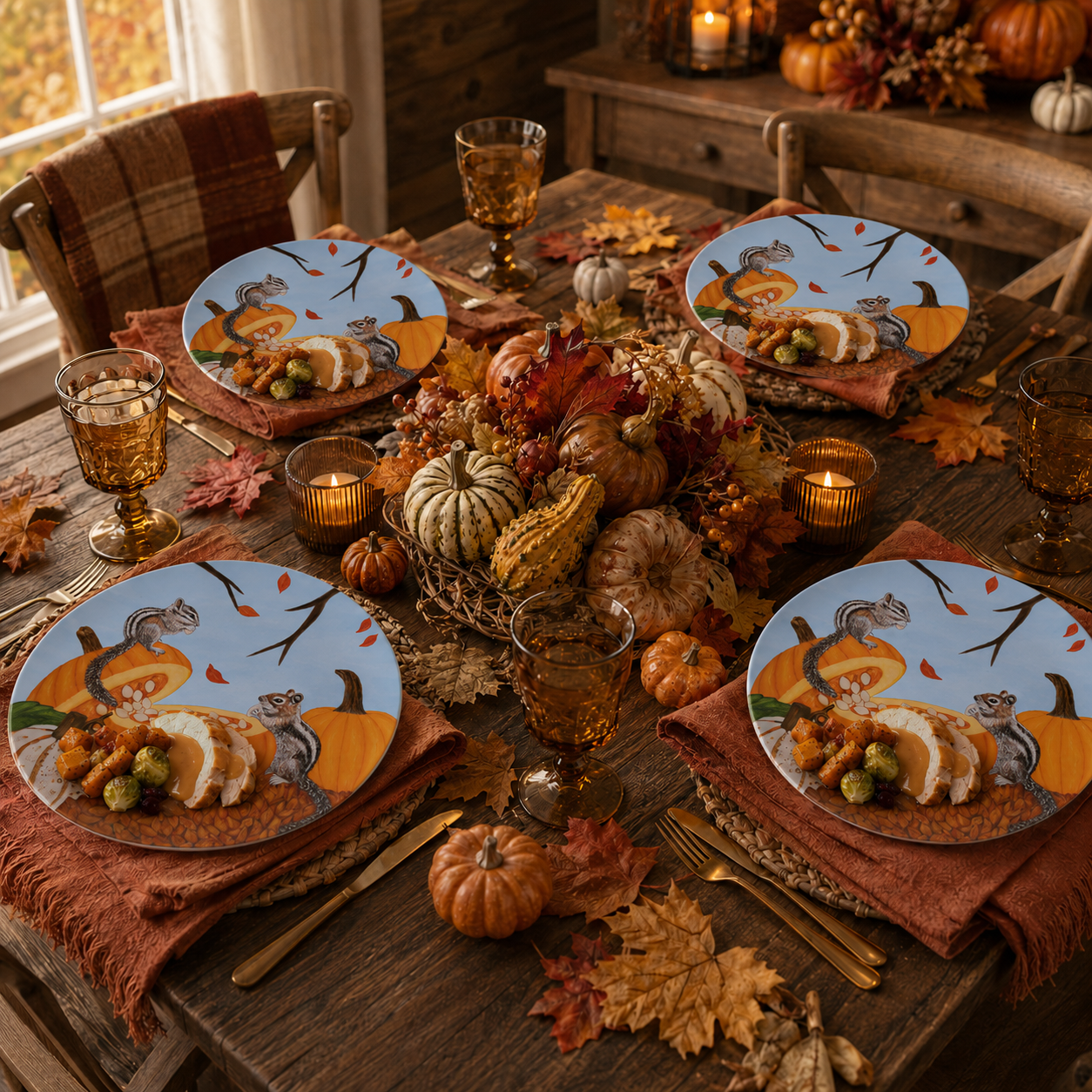 Pumpkin Patch Pals – Dinner Plate, Original Art by Roberta Pacino