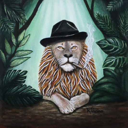 Don Leone Print – Noir Gangster Lion, Power & Presence, by Roberta Pacino