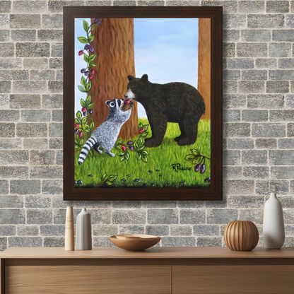 Forest Friends – 16x20 Framed Woodland Animal Art by Roberta Pacino