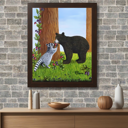Forest Friends – 16x20 Framed Woodland Animal Art by Roberta Pacino