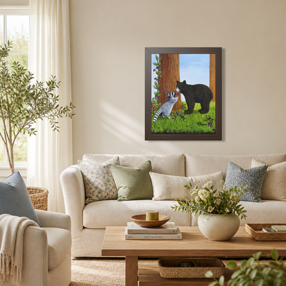 Forest Friends – 16x20 Framed Woodland Animal Art by Roberta Pacino