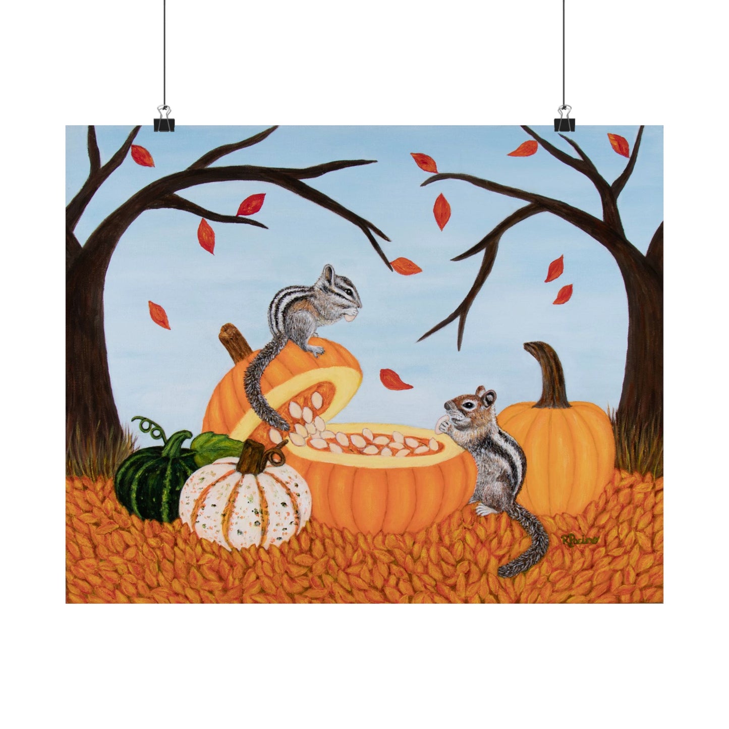 Pumpkin Patch Pals – Whimsical Autumn Animal Art by Roberta Pacino