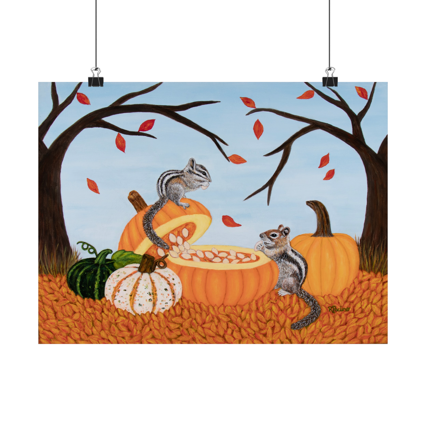 Pumpkin Patch Pals – Whimsical Autumn Animal Art by Roberta Pacino