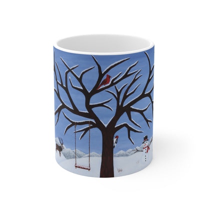 Pure Presence 11 oz winter wildlife art mug by Roberta Pacino