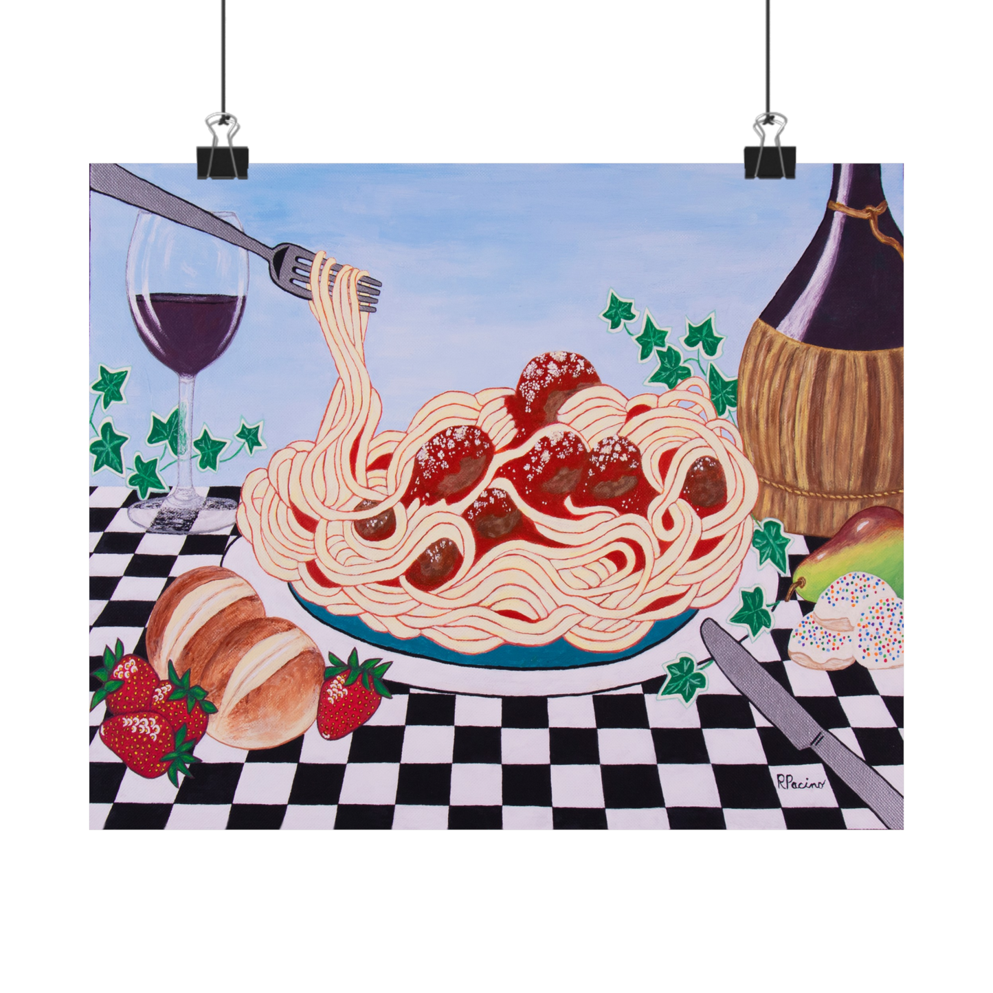 Sicilian Comfort – Italian Still Life Art, Wine & Pasta Scene, by Roberta Pacino