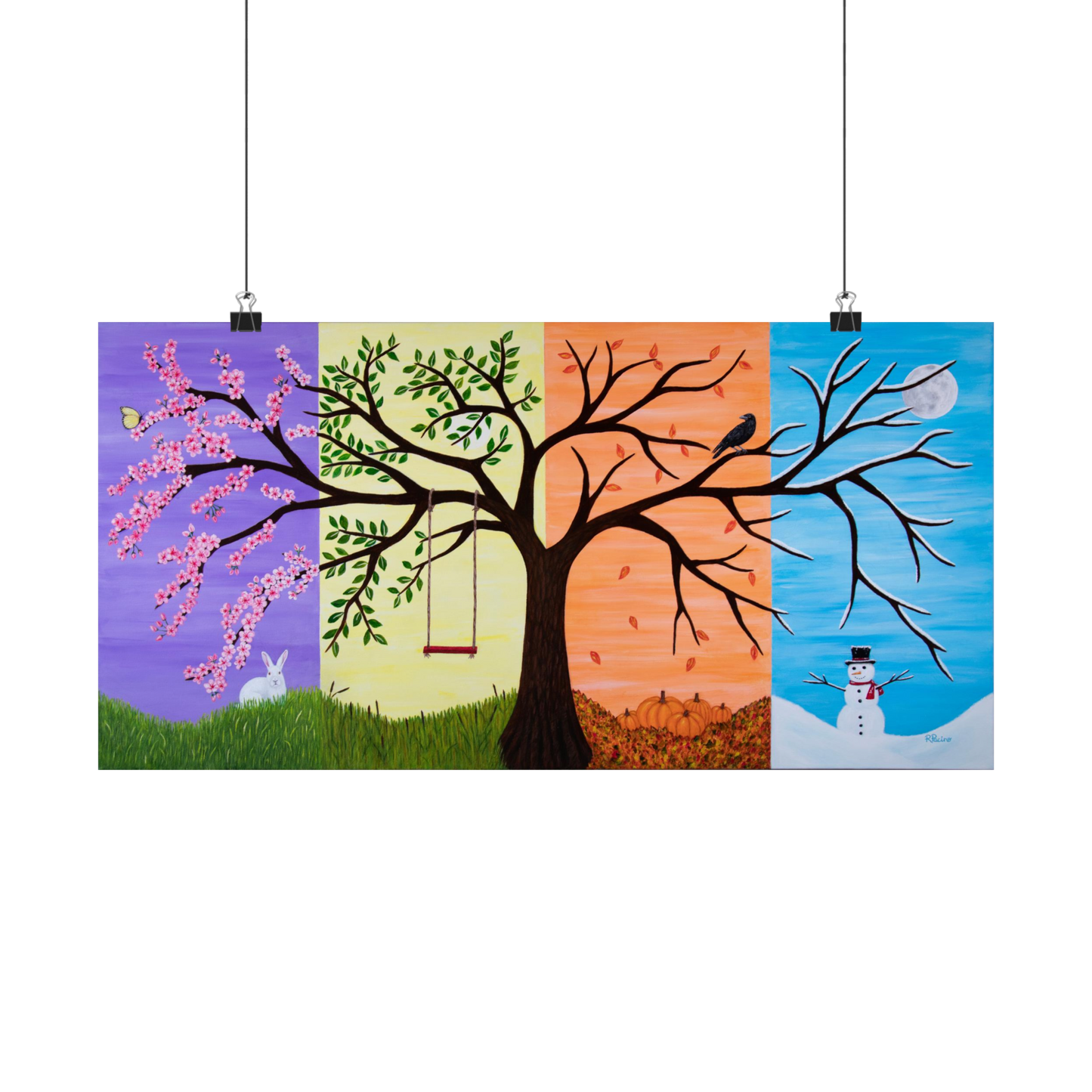 Tree of Life – Four Seasons Fantasy Landscape Art Print by Roberta Pacino