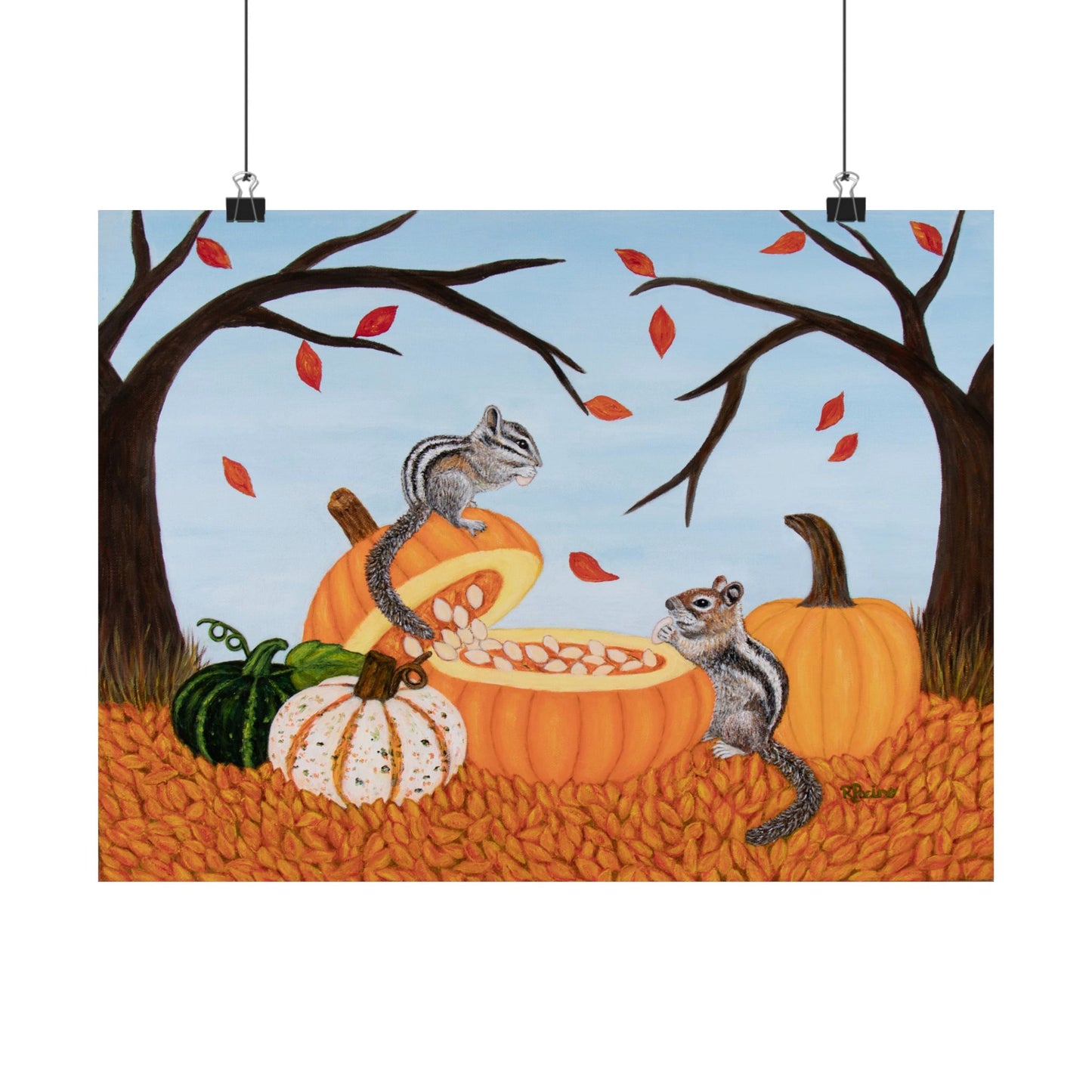 Pumpkin Patch Pals – Whimsical Autumn Animal Art by Roberta Pacino