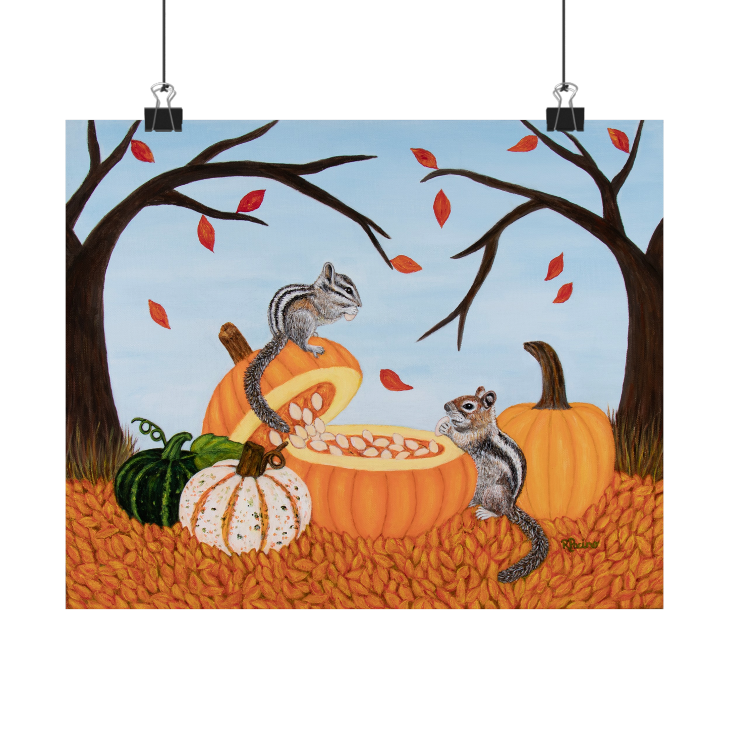 Pumpkin Patch Pals – Whimsical Autumn Animal Art by Roberta Pacino