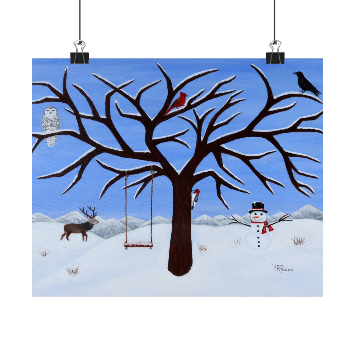 Pure Presence – Whimsical Winter Wildlife Art by Roberta Pacino