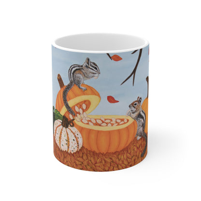 Pumpkin Patch Pals 11 oz autumn animal art mug by Roberta Pacino