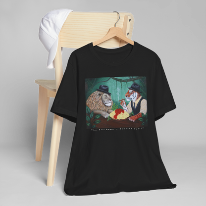 The Sit-Down – Unisex Cotton T-Shirt, Black, Original Art by Roberta Pacino