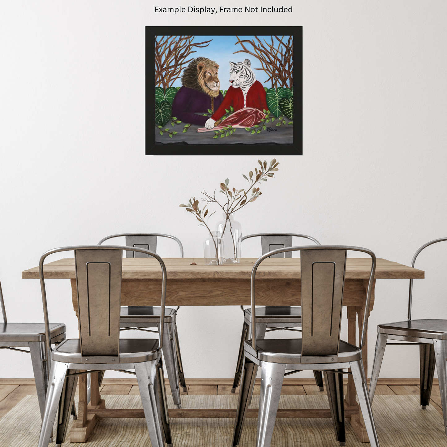 King’s Table – Majestic Lion & Tiger Fine Art, Symbolic Wildlife Print by Roberta Pacino