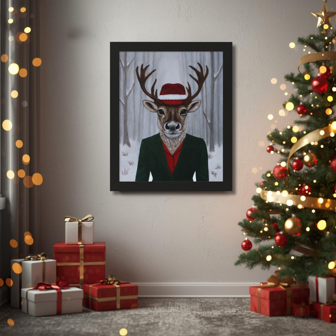Roxy Reindeer’s Winter Crown – Framed Print by Roberta Pacino
