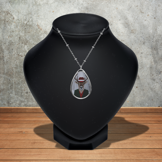 Roxy Reindeer’s Winter Crown – Pendant Necklace, Original Holiday Art by Roberta Pacino