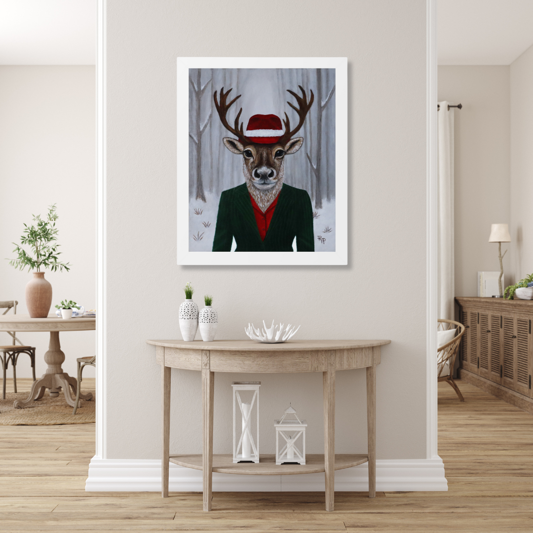 Roxy Reindeer’s Winter Crown – Framed Print by Roberta Pacino