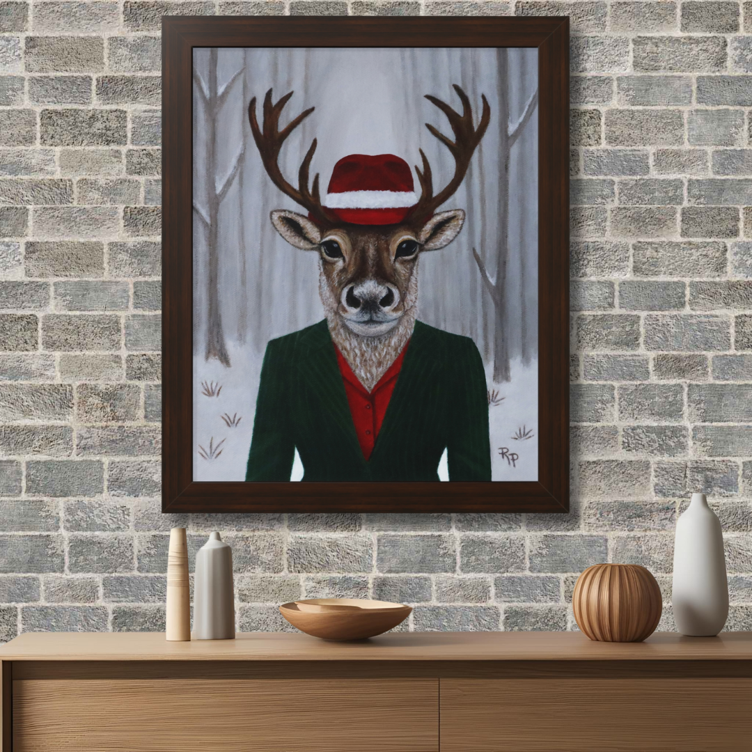 Roxy Reindeer’s Winter Crown – Framed Print by Roberta Pacino