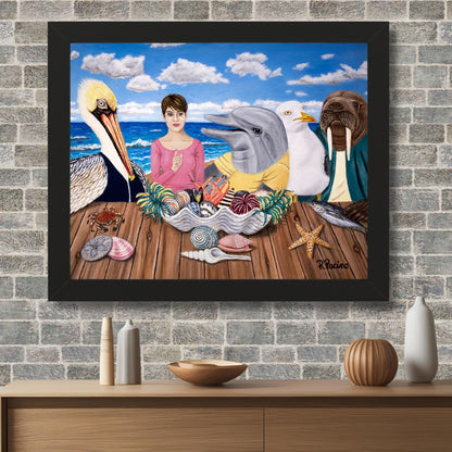 Ocean Wildlife Framed Print – Seaside Snacks by Roberta Pacino