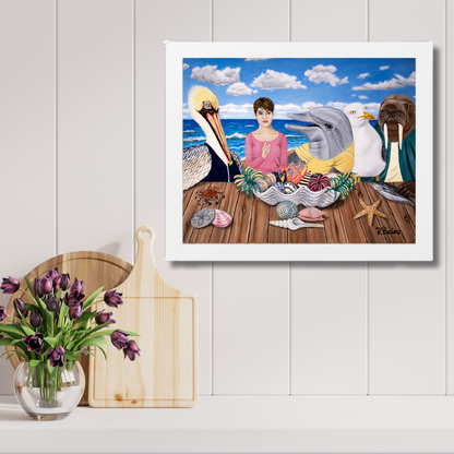 Ocean Wildlife Framed Print – Seaside Snacks by Roberta Pacino