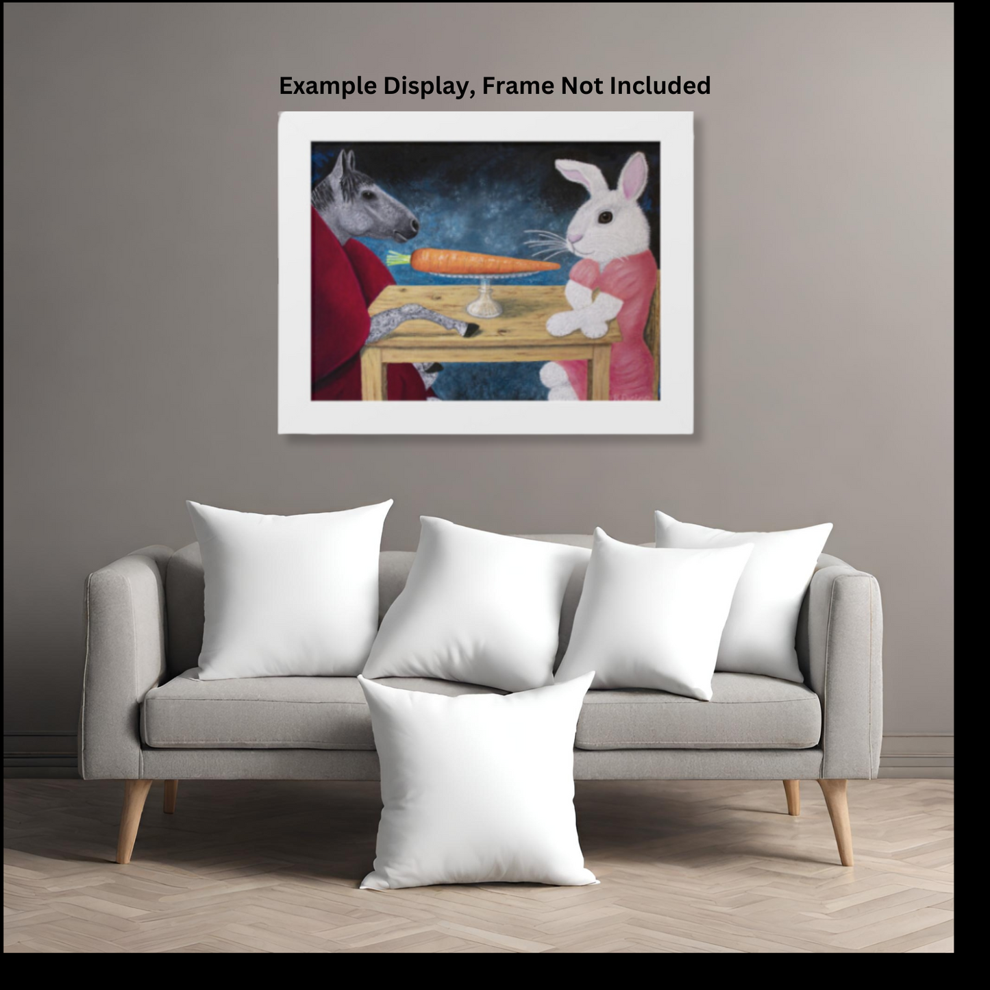 Single Carrot – Whimsical Horse & Rabbit Art, Symbolic Fine Art by Roberta Pacino