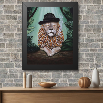 Lion Mobster Noir Framed Print – Smalls Leone by Roberta Pacino