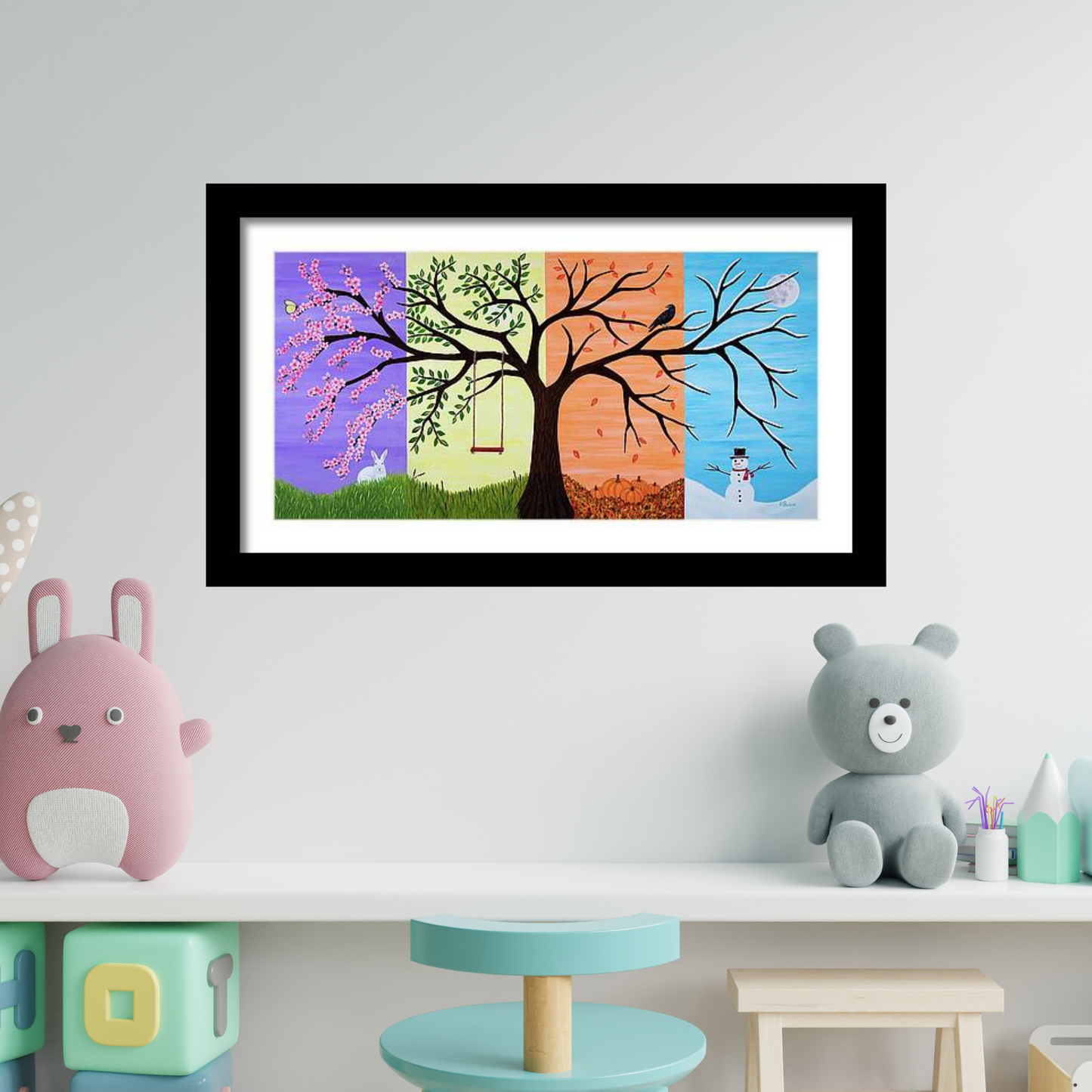 Tree of Life – Four Seasons Fantasy Landscape Art Print by Roberta Pacino