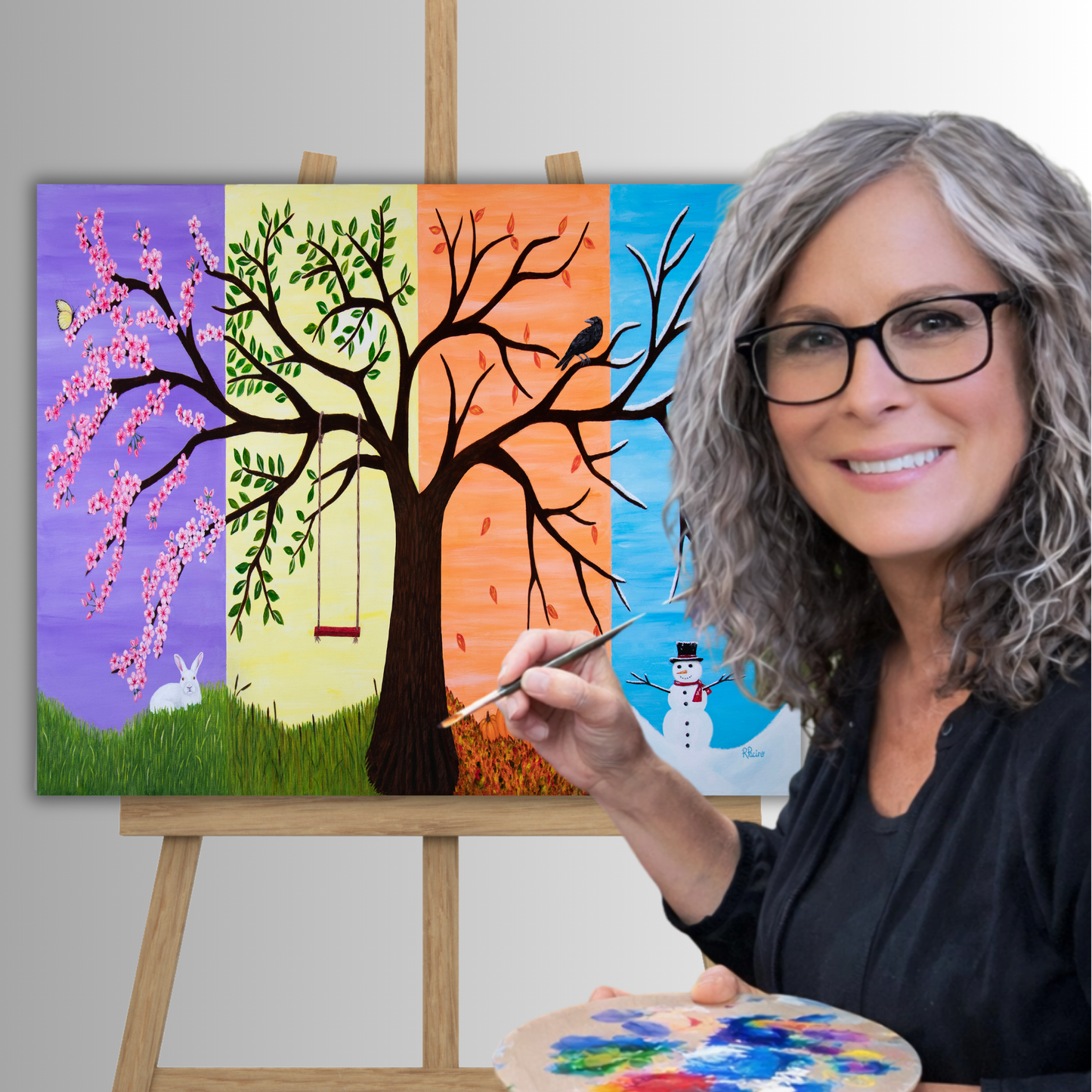 Roberta Pacino with her original Tree of Life acrylic painting
