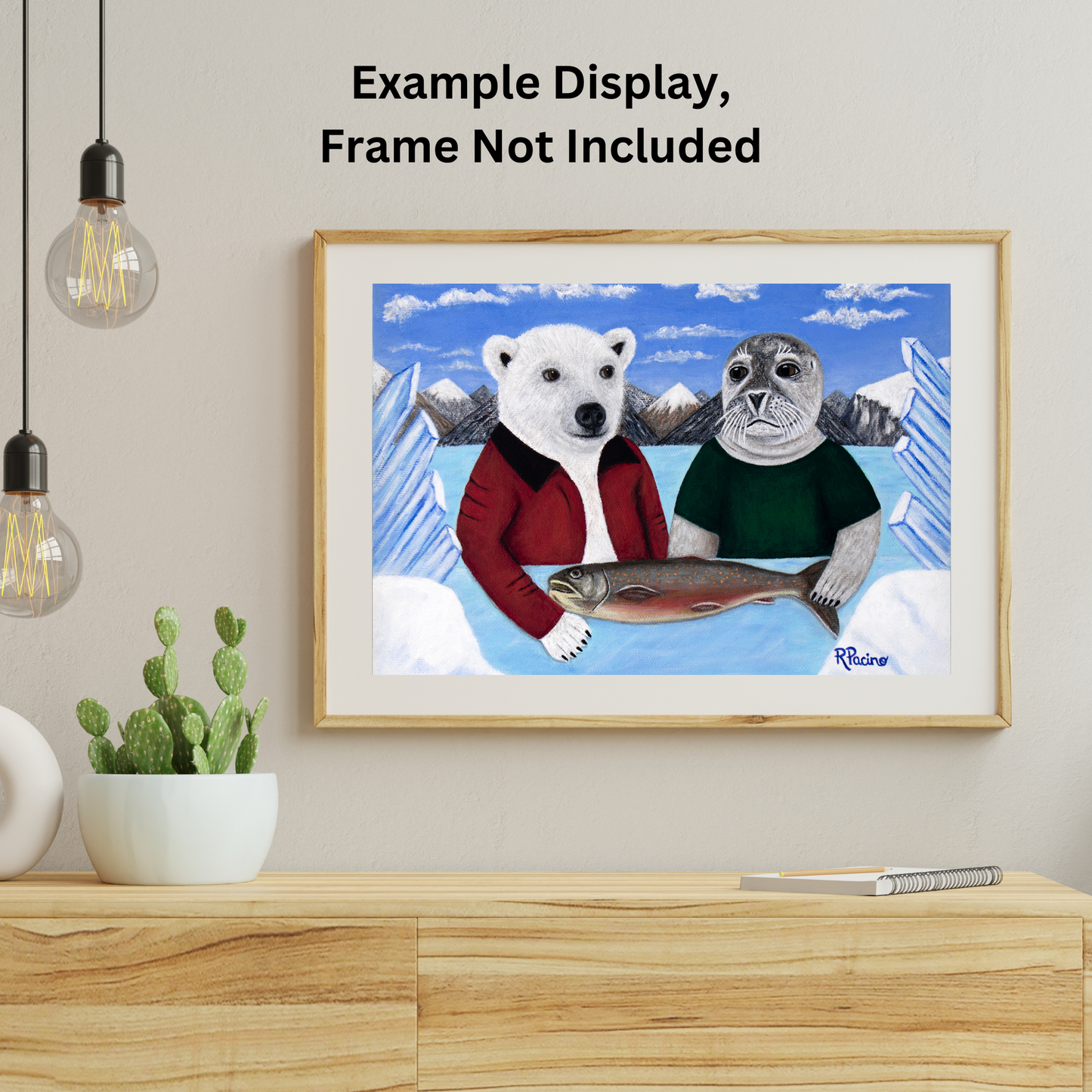 Arctic Appetite – Whimsical Polar Bear & Harp Seal Art by Roberta Pacino