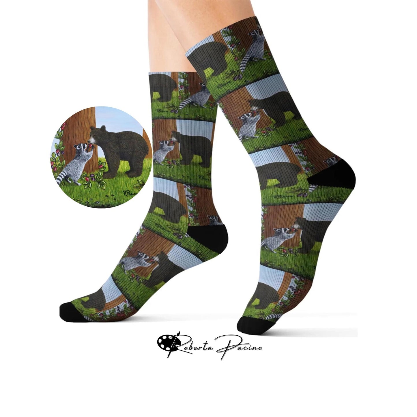 Forest Friends Socks – Cozy Woodland Animal Art by Roberta Pacino