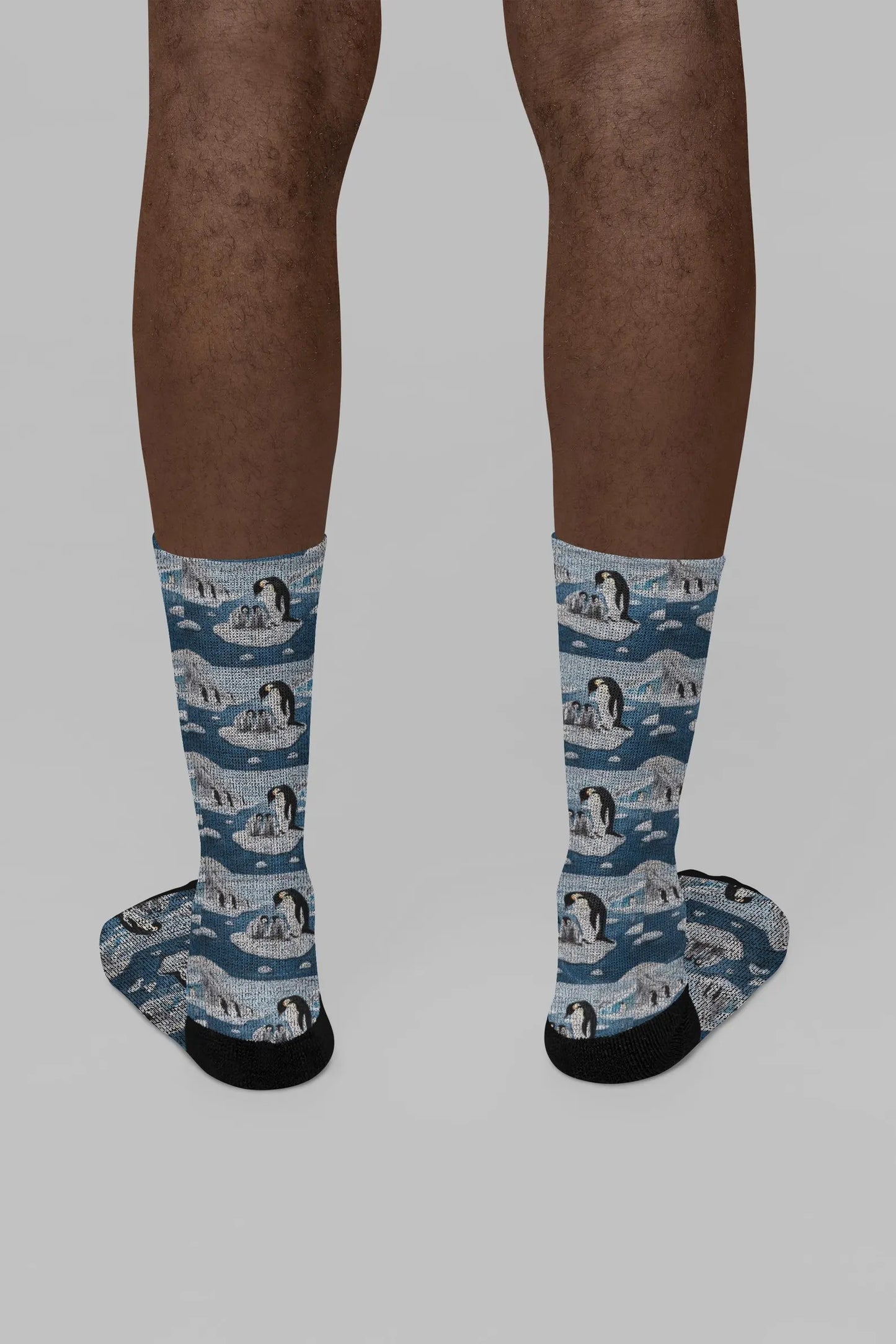 Icy Love Socks – Whimsical Penguin Family Art by Roberta Pacino