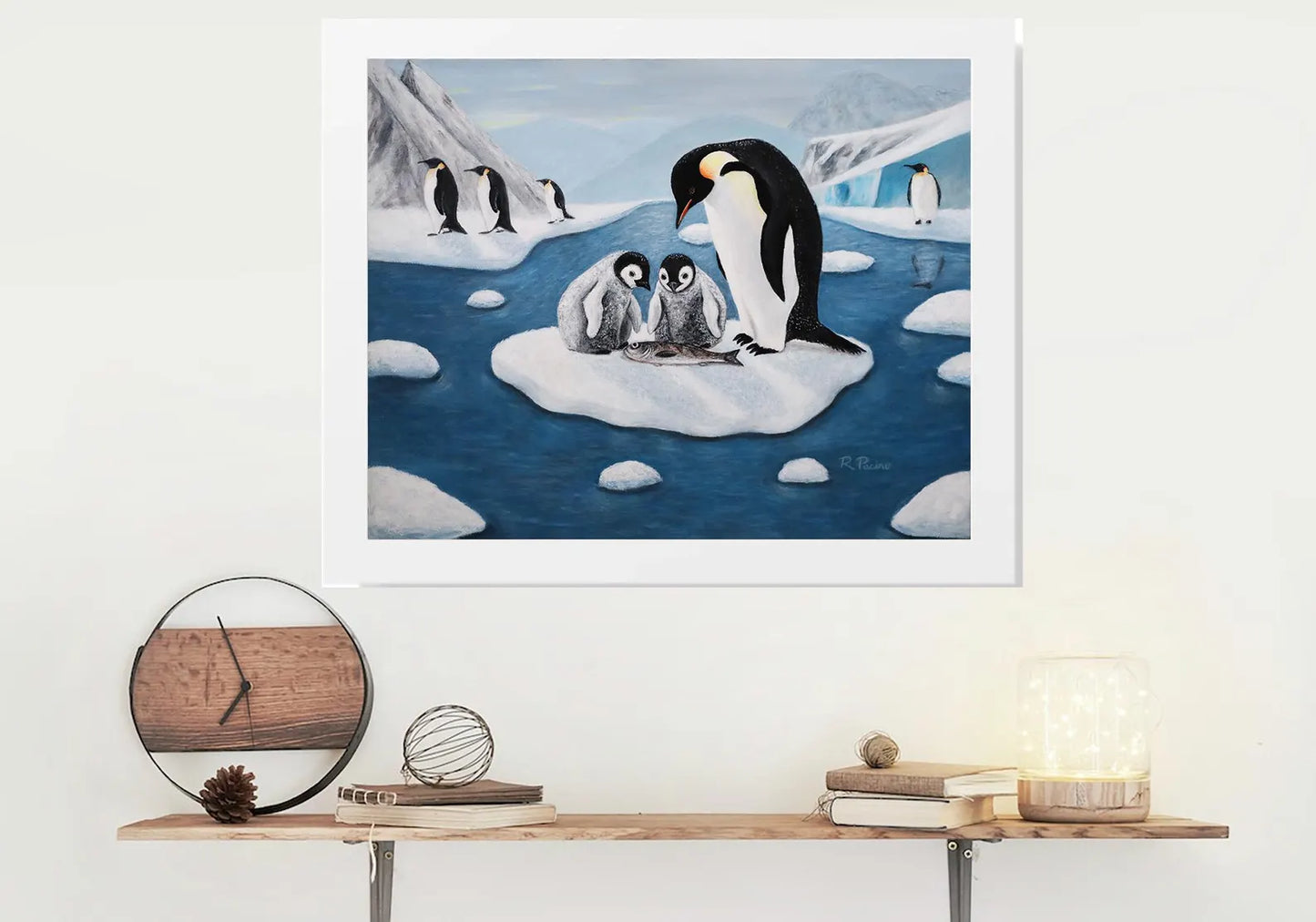 Antarctic Penguin Family Framed Print – Icy Love by Roberta Pacino