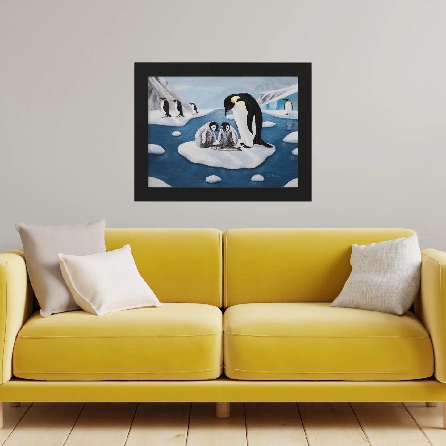 Antarctic Penguin Family Framed Print – Icy Love by Roberta Pacino