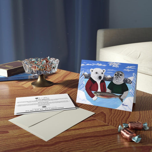 Arctic Animal Notecards – Polar Bear & Harp Seal, Arctic Appetite by Roberta Pacino