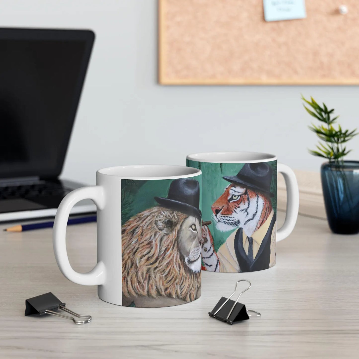 Mobster Noir Coffee Mug – 11oz Ceramic Cup, The Sit-Down by Roberta Pacino