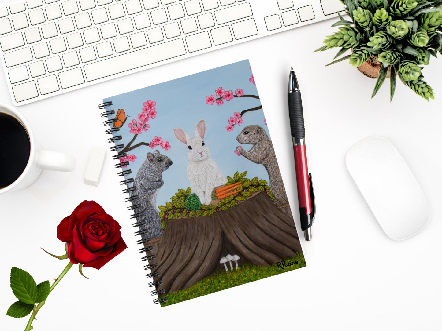 Whimsical Animal Spiral Notebook – Garden Gathering by Roberta Pacino