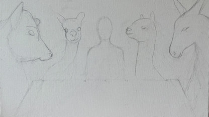 Banquet at Jenny’s Farm – 7x5 Greeting Card, Single or 10-Pack, Original Art by Roberta Pacino